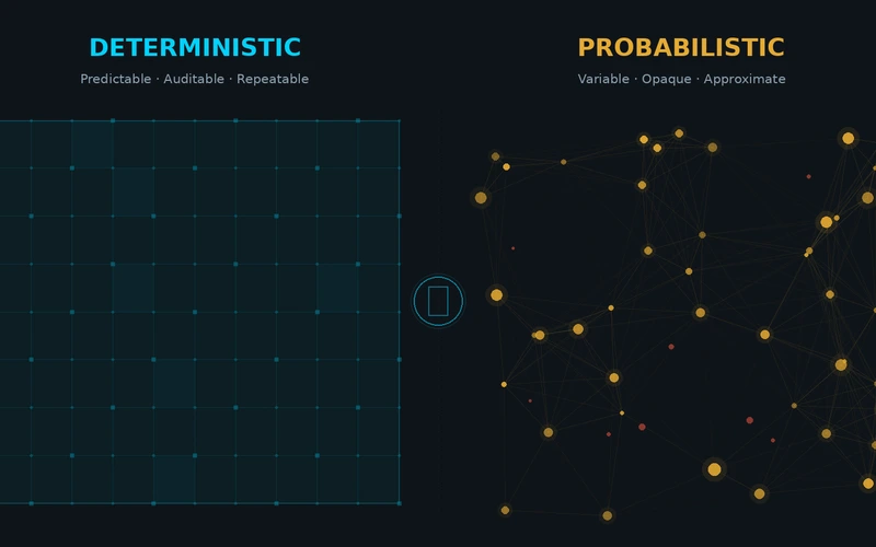 Deterministic vs Probabilistic: Why We Don't Put AI in the Automation Pipeline